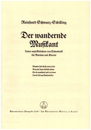 Der wandernde Musikant - Lieder nach Gedichten von Joseph von Eichendo fr Bariton und Klavier Singpartitur