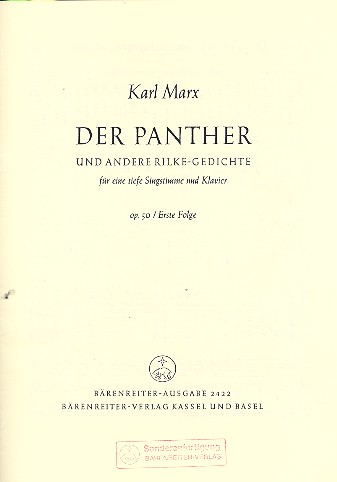 Der Panther und andere Rilke-Gedichte op.50 Band 1 fr Gesang (tief) und Klavier Partitur,  Archivkopie