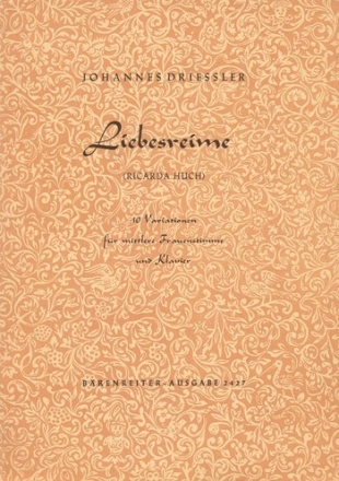 Liebesreime 10 Variationen auf Texte von Ricarda Huch Singpartitur MezSolo/Klav