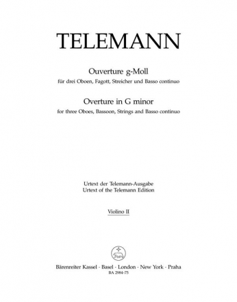 Orchester-Ouvertre - TWV 55:g4 Stimme(n), Urtextausgabe V2