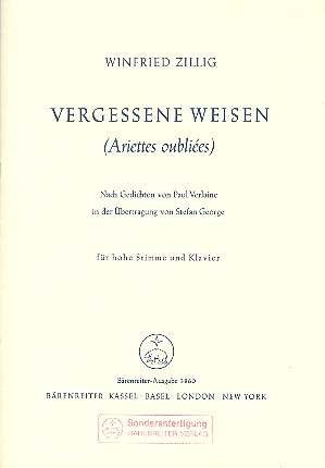 Vergessene Weisen fr Gesang (hoch) und Klavier Partitur,  Archivkopie