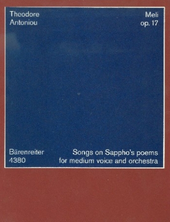 Meli op.17 Gesnge nach Sappho fr mittlere Singstimme und Orchester Partitur