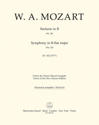 Sinfonie - KV 182(166c) Harmoniestimmen, Urtextausgabe 2 Fl/2 Ob/2 Hn/