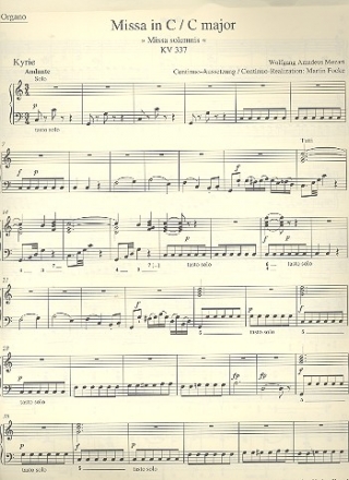 Missa solemnis KV337 fr Soli, gem Chor und Orchester Orgel
