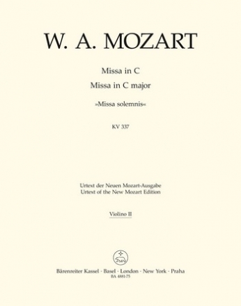 Missa - KV 337 Stimme(n), Urtextausgabe V2