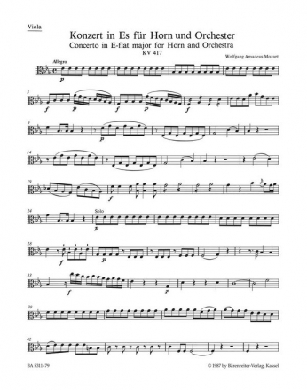 Konzert Es-Dur KV417 fr Horn und Orchester Viola