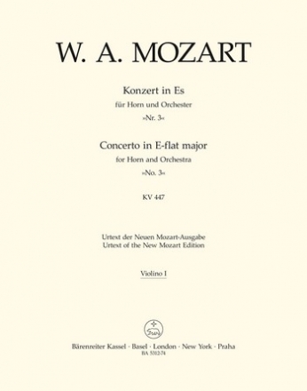 Konzert Es-Dur Nr.3 KV447 fr Horn und Orchester Violine 1