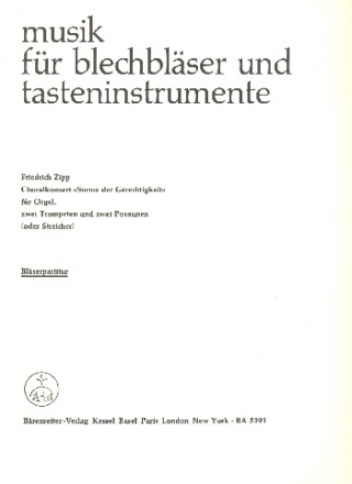 Sonne der Gerechtigkeit fr 2 Trompeten, 2 Posaunen (Streicher) und Orgel Blserpartitur