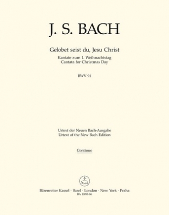 Gelobet seist du, Jesu Christ Kantate Nr.91 BWV91 Basso continuo (Violoncello/Kontrabass/Violone)