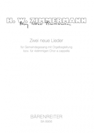 Zwei neue Lieder - Chorpartitur Gmd/Org oder GemCh-SATB