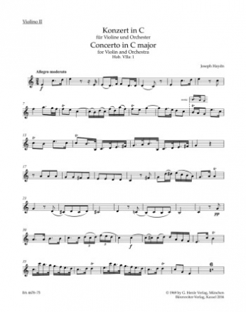 Konzert C-Dur Hob.VIIa:1 fr Violine und Orchester Violine 2