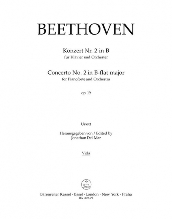 Beethoven, Ludwig van Konzert fr Klavier und Orchester Nr. 2 B-Dur op. 19 Va Stimme(n)