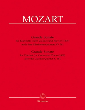 Grande Sonate nach dem Klarinettenquintett KV581 fr Klarinette (Violine) und Klavier