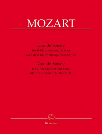 Grande Sonate nach dem Klarinettenquintett KV581 fr Klarinette in B und Klavier
