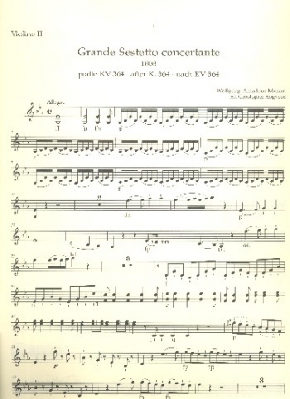 Grande sestetto concertante nach der Sinfonia concertante KV364 fr 2 Violinen, 2 Violen und 2 Violoncelli Violine 2