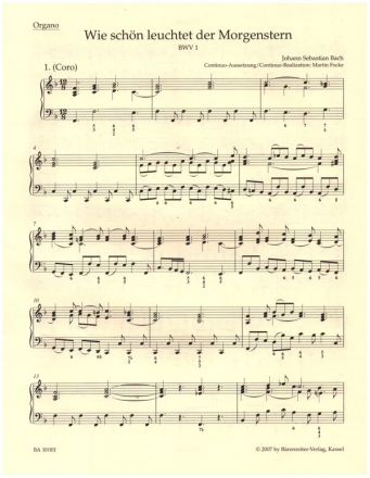 Wie schn leuchtet der Morgenstern Kantate Nr.1 BWV1 Orgel