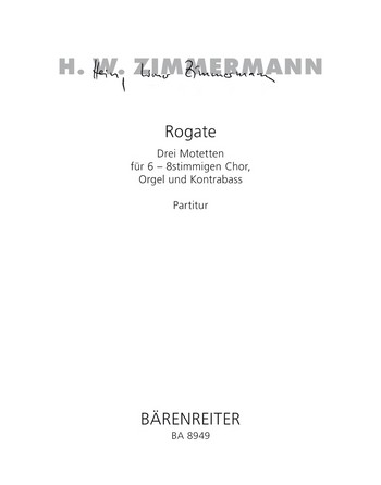 Rogate fr gem Chor, Orgel und Kontraba Partitur berformat