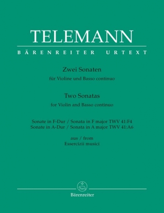 2 Sonaten aus den Essercizii Musici fr Violine und Bc Partitur und Stimmen (Bc ausgesetzt)