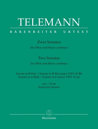 2 Sonaten aus den Essercizii Musici fr Oboe und Bc Partitur und Stimmen (Bc ausgesetzt)