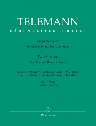 2 Sonaten aus den Essercizii Musici fr Flte und Bc Partitur und Stimmen (Bc ausgesetzt)