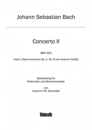 BA5136-82  J.S.Bach, Concerto fr Violoncello, Streicher und bc in a-m  Violoncello