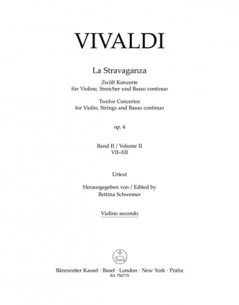 Vivaldi, Antonio, La Stravaganza op. 4 -Zwlf Konzerte for Violine, St V2 Part(s), Urtext edition