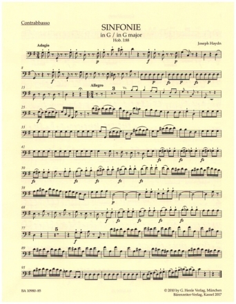 Sinfonie G-Dur Hob.I:88 fr Orchester Kontrabass