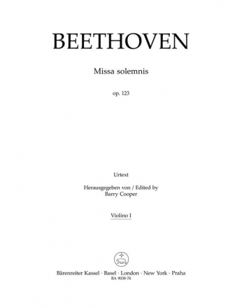 Beethoven, L. v., Missa solemnis op. 123 V1 Part(s), Urtext edition