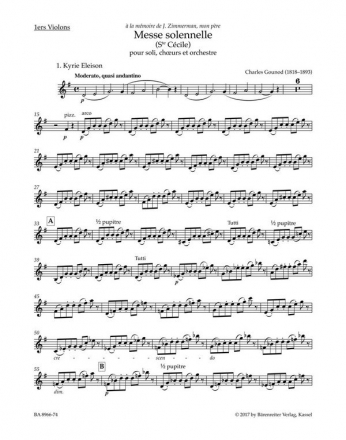 Messe solennelle (Ste Ccile) fr Soli, gem Chor und Orchester Violine 1