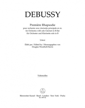Debussy, Claude, Premire Rhapsodie for Orchestra with Solo Clarinet i for Orchestra with Solo Clarinet in B-flat Part(s), Urtext edition