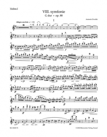 Symphonie G-Dur Nr.8 op.88 fr Orchester Violine 1