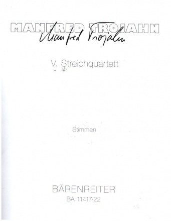 V. Streichquartett fr 4 Streicher Stimmensatz