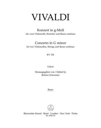 Konzert g-Moll RV531 fr 2 Violoncelli, Streicher und Bc Basso