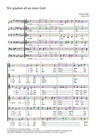 Wir glauben all an einen Gott fr gem Chor (SSATBB) a cappella Chorpartitur