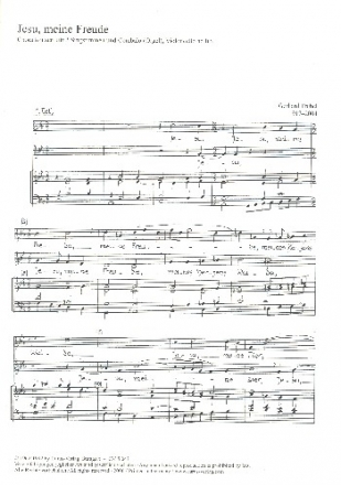 Jesu meine Freude fr Sopran, Alt und Cembalo (Orgel) (Violoncello ad lib) Partitur