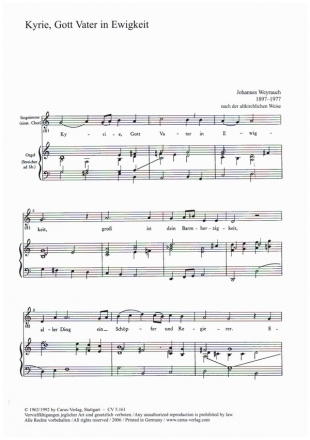 Kyrie, Gott Vater in Ewigkeit fr Singstimme (1stg. Chor) und Orgel Partitur