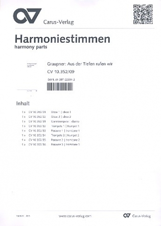 Aus der Tiefen rufen wir fr Soli, gem Chor und Orchester Harmoniestimmen