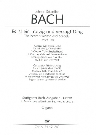 Es ist ein trotzig und verzagt Ding Kantate Nr.176 BWV176 Orgel/Generalbass