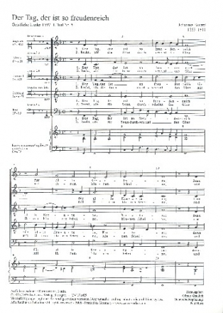 Der Tag der ist so freudenreich fr gem Chor a cappella (Bc ad lib) Partitur