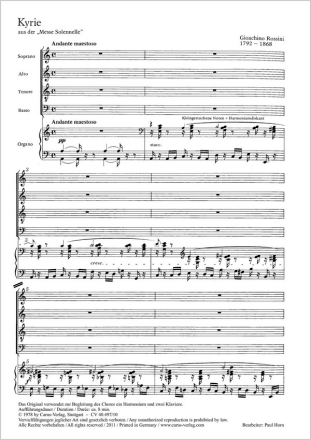 Rossini, Gioachino: Kyrie Coro SATB, Org P