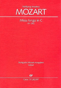Missa longa in C KV262 fr Soli, gem Chor und Orchester Studienpartitur