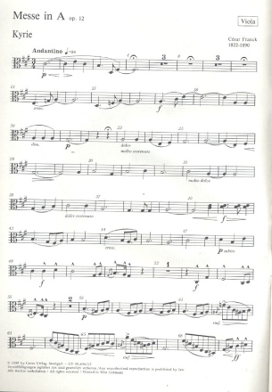 Messe A-Dur op.12 fr Soli, Chor, Orchester und Orgel ad lib. Viola