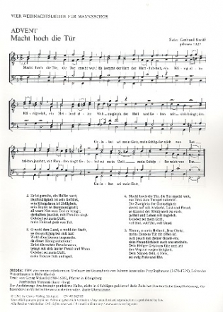 4 Weihnachtslieder fr Mnnerchor a cappella Partitur