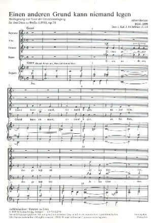 Einen anderen Grund kann niemand legen op.74 fr gem Chor und Orgel Partitur