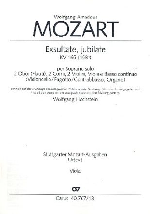 Exsultate jubilate KV165 (KV158a) fr Sopran und Orchester Viola