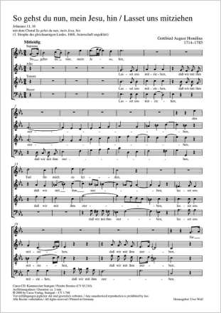 Homilius, Gottfried August: So gehst du nun, mein Jesu hin Coro SATB P