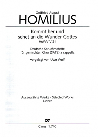 Kommt her und sehet an die Wunder Gottes HoWV V.21 fr gem Chor a cappella Chorpartitur