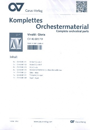 Gloria D-Dur RV589 fr Soli, gem Chor und Orchester Stimmensatz (Streicher 5-5-4-4)