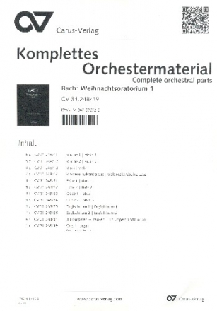 Weihnachtsoratorium BWV248 Teile 1-3 fr Soli, gem Chor und Orchester Stimmensatz (Streicher 5-5-4-5)