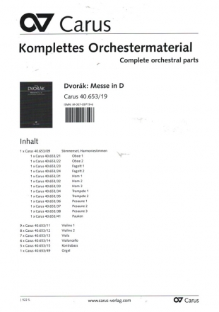 Messe D-Dur op.86 fr Soli, gem Chor und Orchester Stimmenset, Komplettes Orchestermaterial